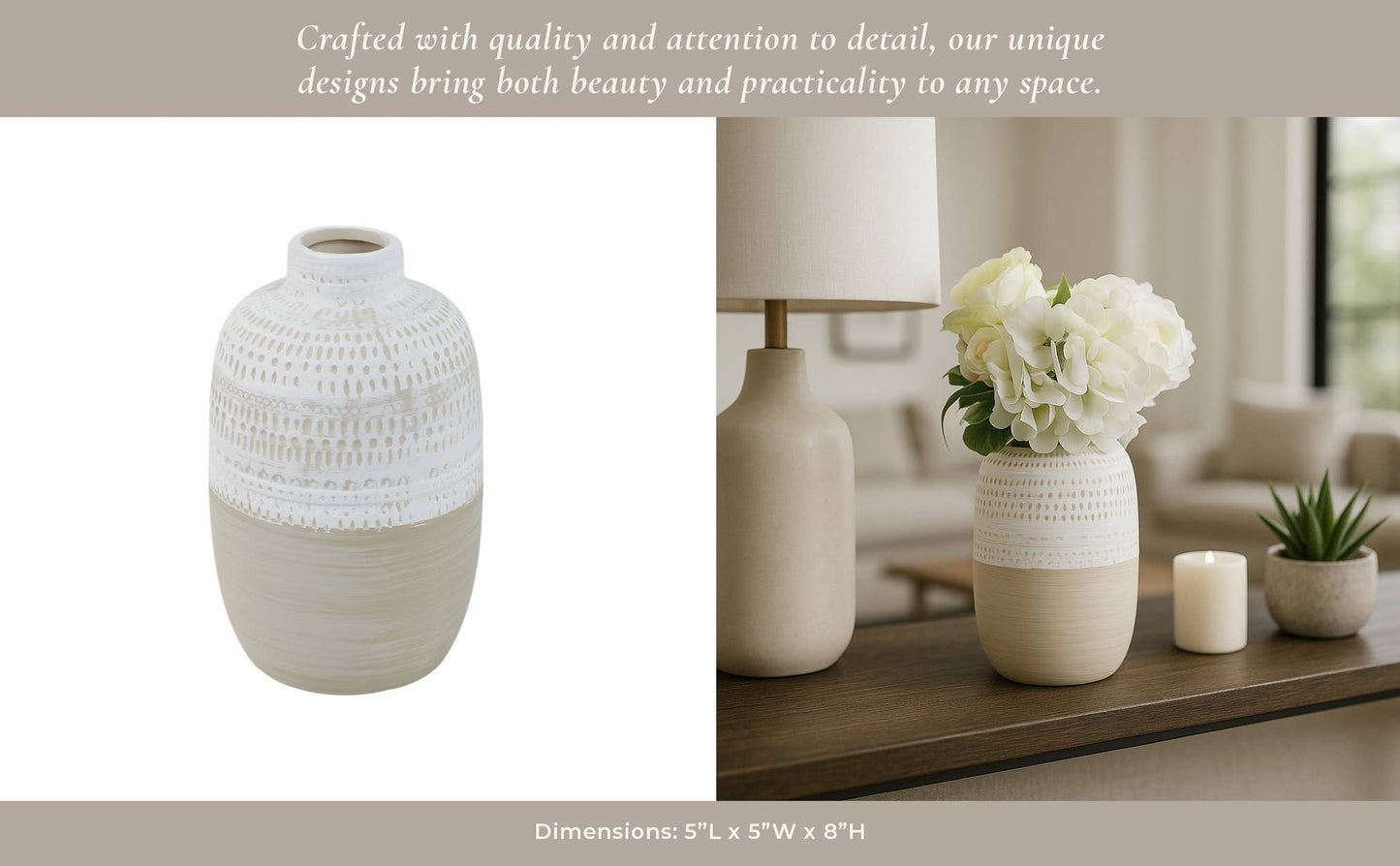 Ivory/Beige Ceramic Tribal Texture