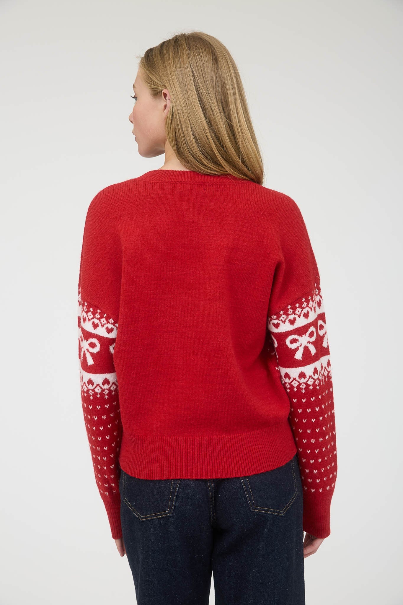 Bow & Heart Jacquard Knit Sweater