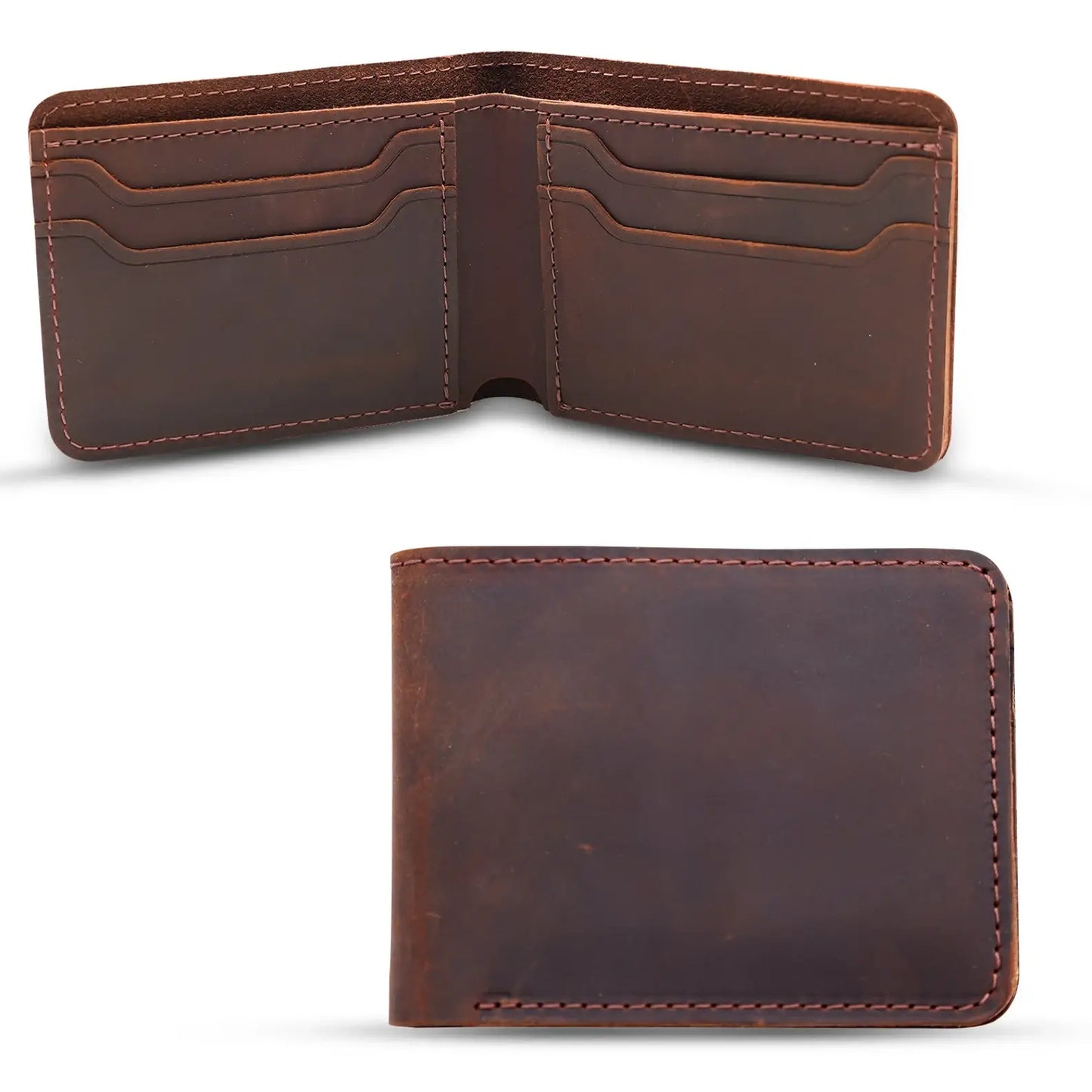 Genuine Leather Bifold Wallet Handmade Wallet for Men Rustic