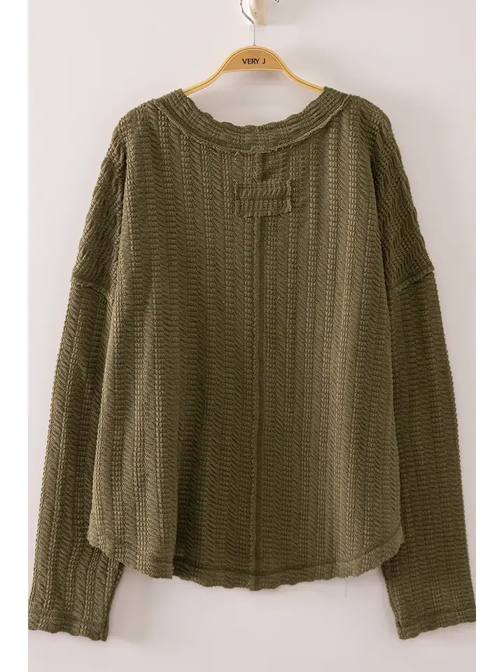 Open Weave V-Neck Top