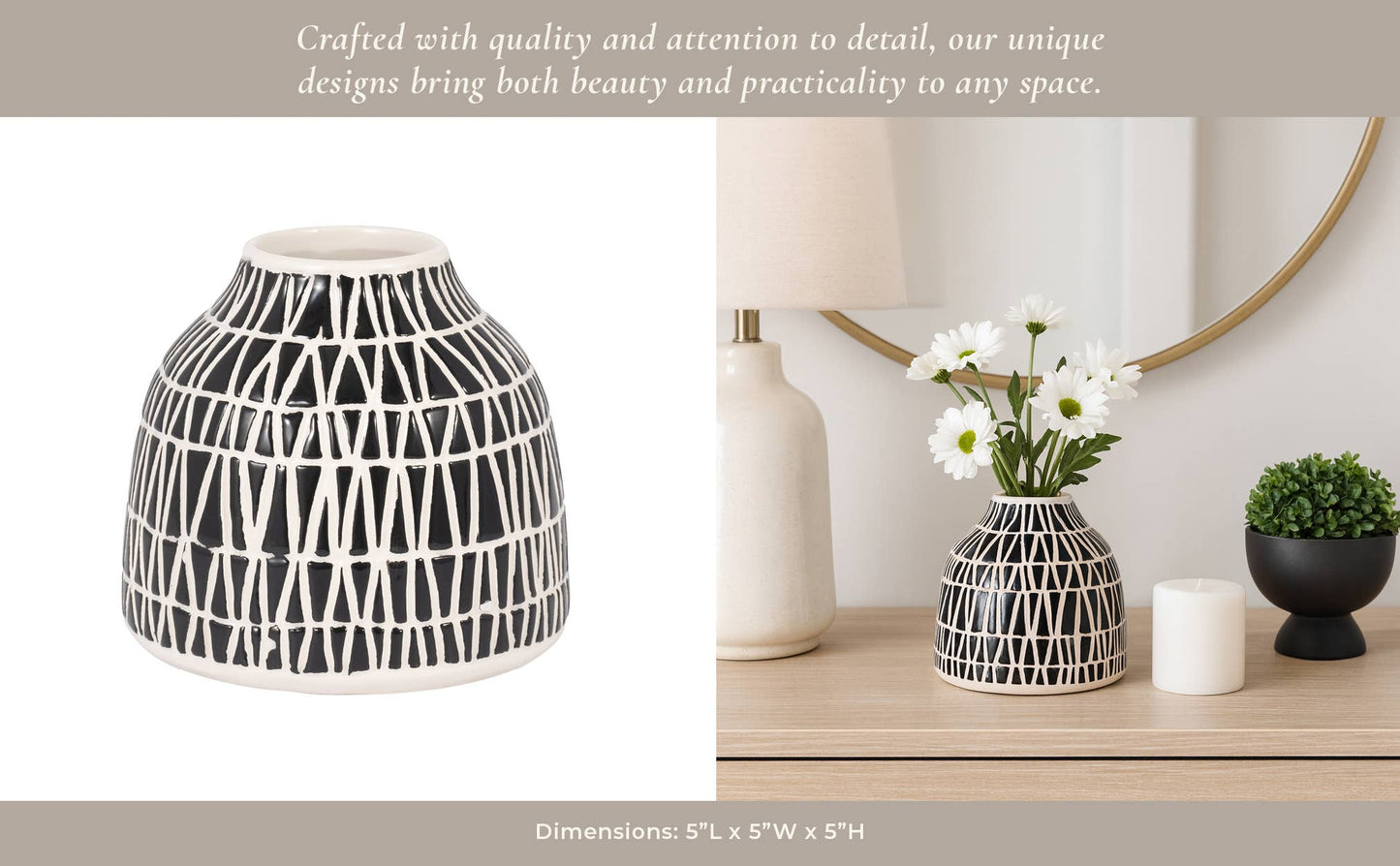 Black Ceramic Modern Tribal Pattern