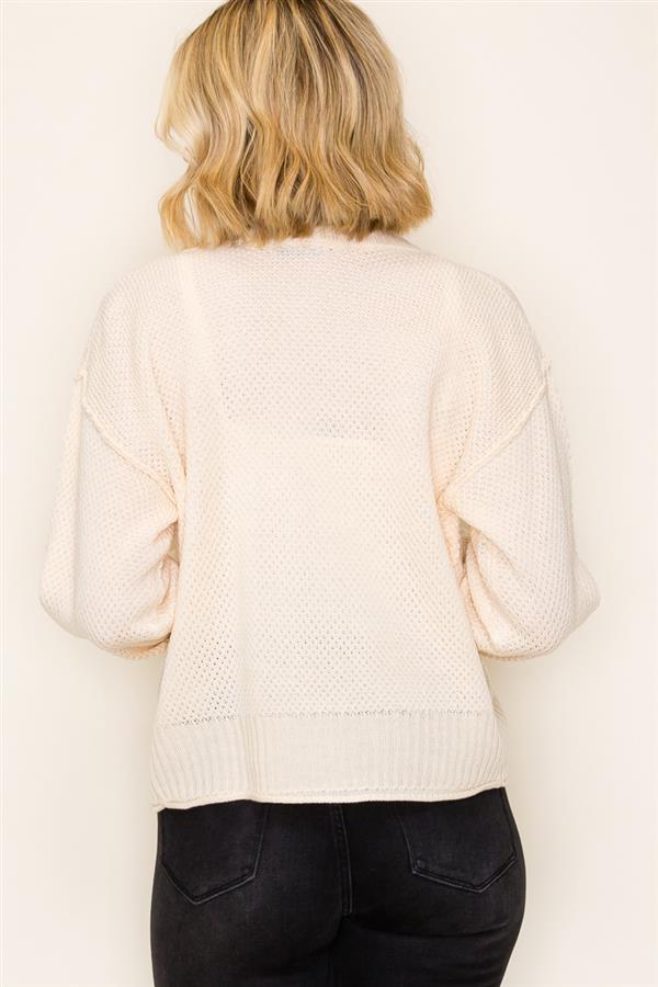 Waffle Knit Open-Front Cardigan