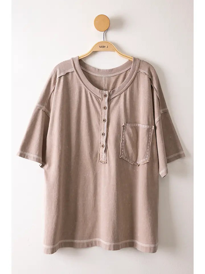 Mineral Washed Oversized Comfy Knit Top
