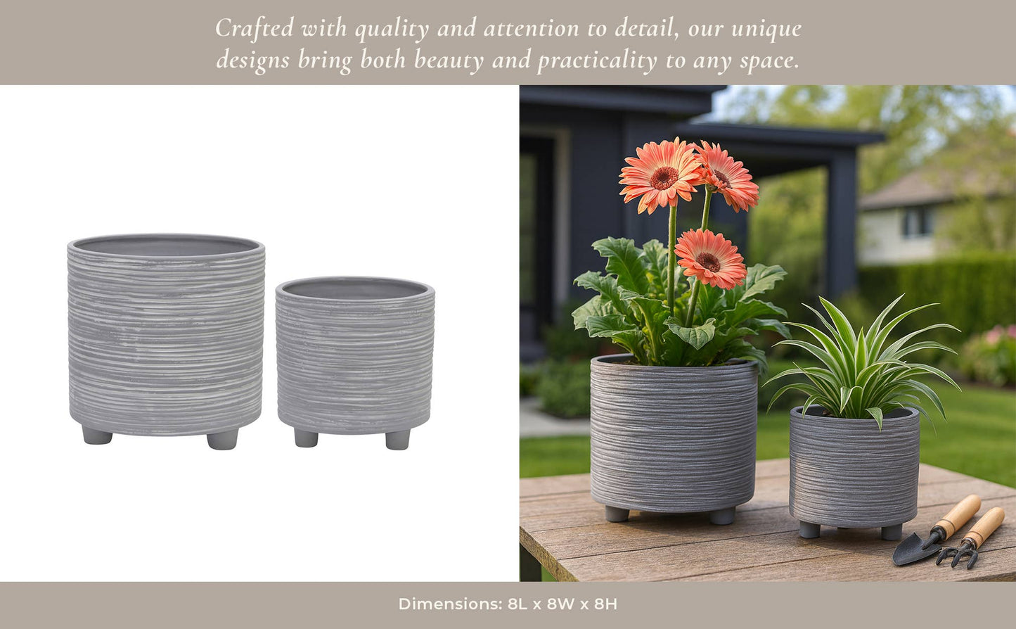 Grey Patterned Ceramic Footed