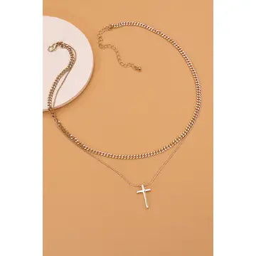 Double Layered Cross Necklace