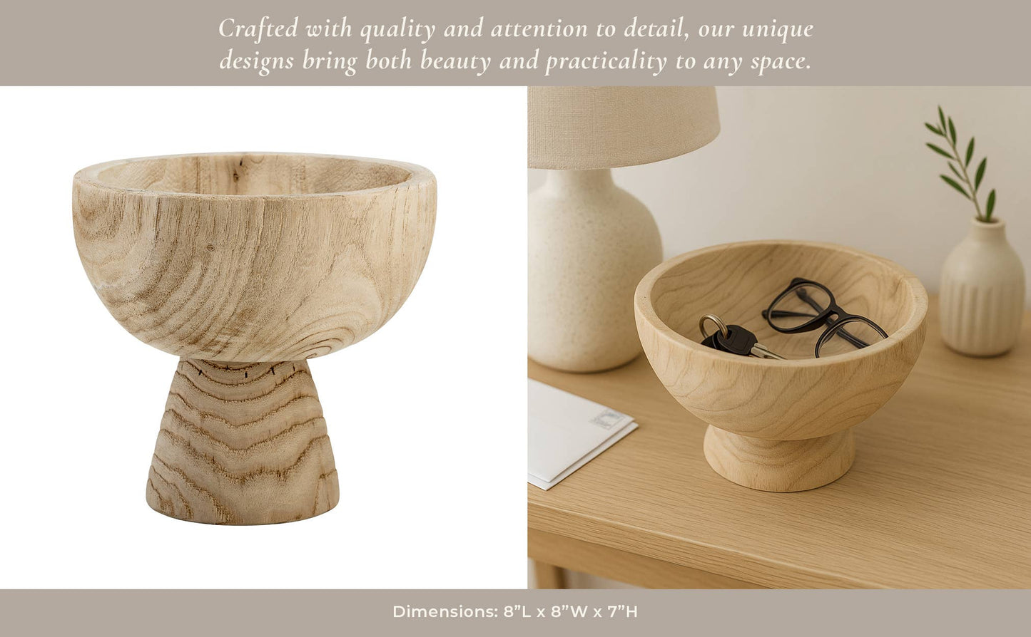 Brown Paulownia Wood with Pedestal Base