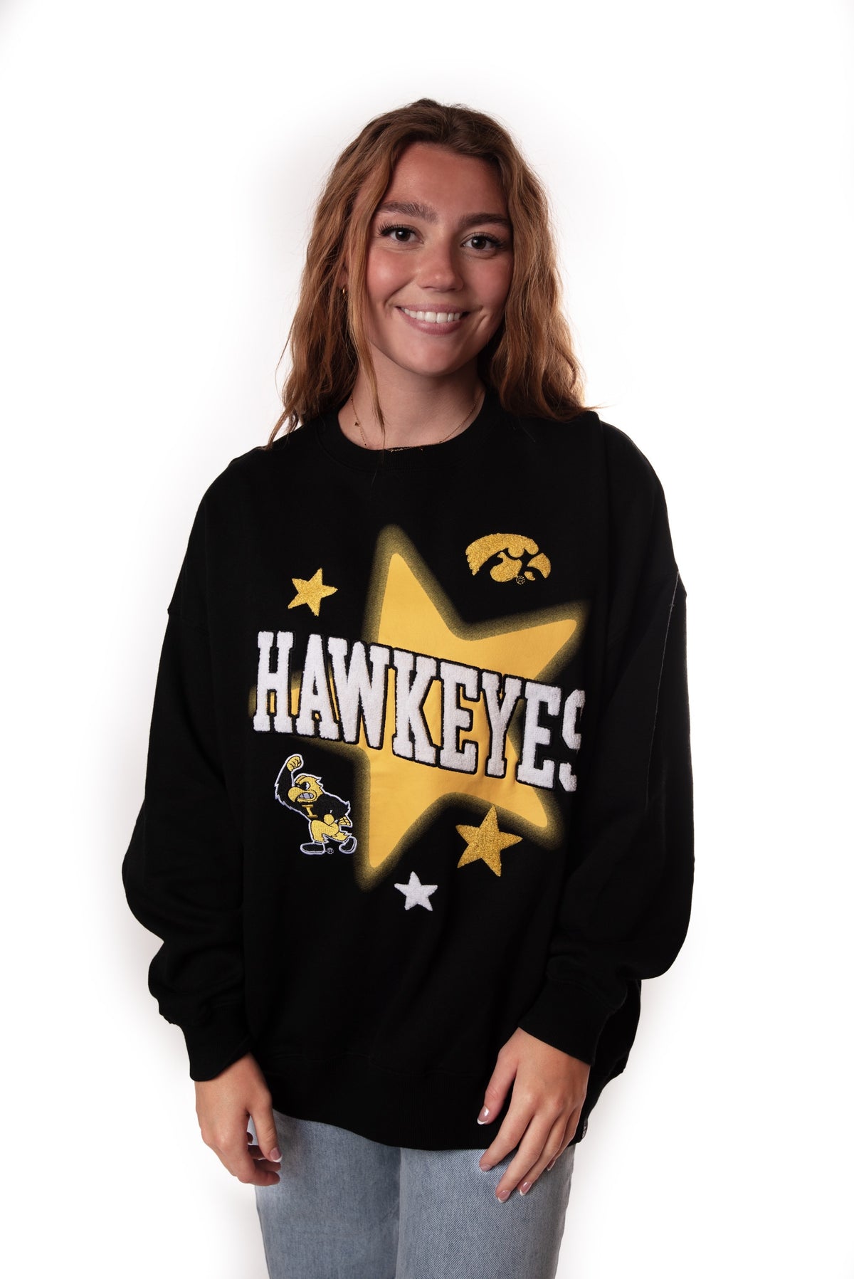 Iowa Hawkeyes Aura Oversized Fleece Crew