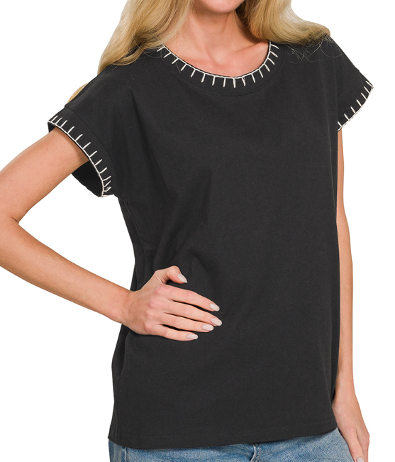 Stitch detailed oversize top