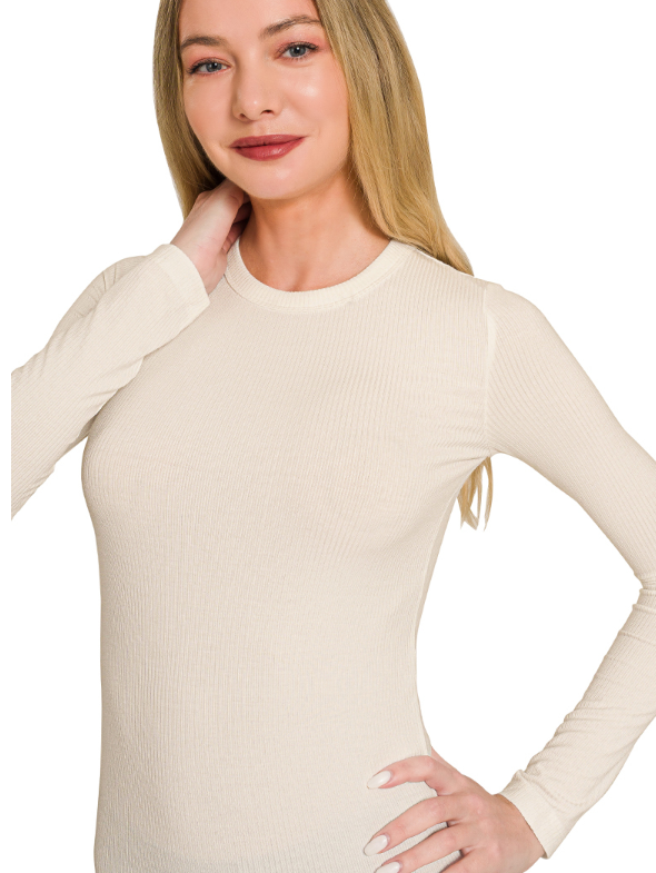 Premium rayon 4x2 rib fitted round neck tee