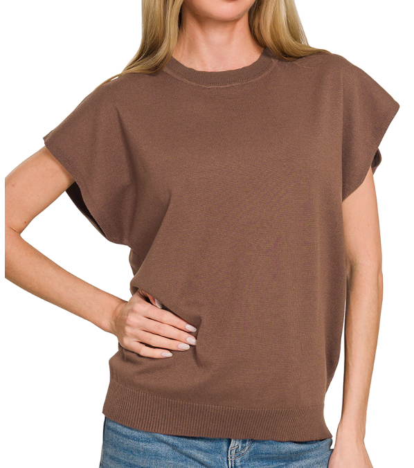 Viscose round-neck short sleeve sweater