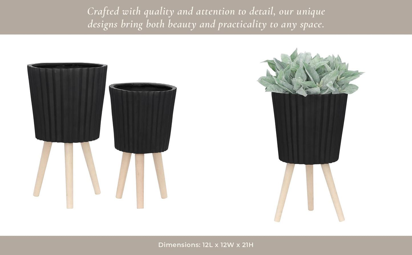 Black Resin Round on Wood Legs