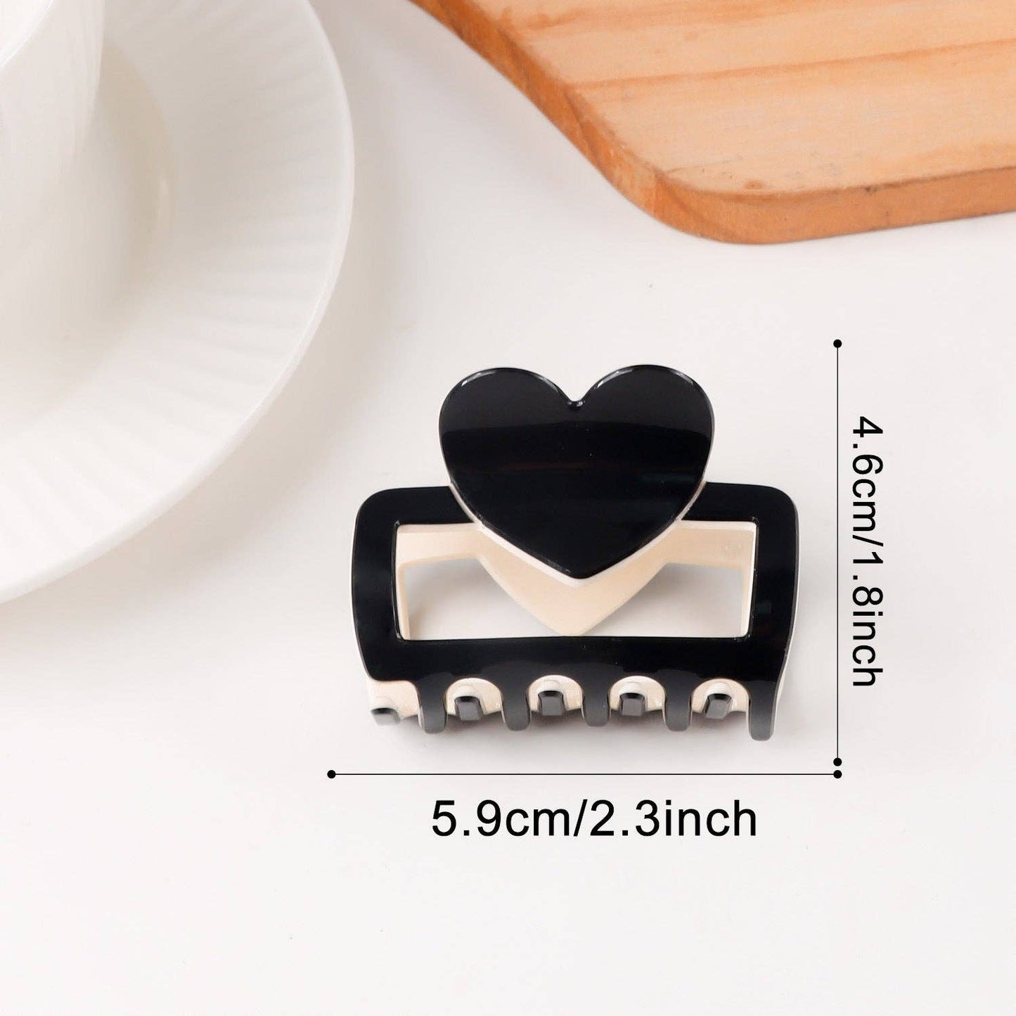 Heart Color block Hair Claw Clip