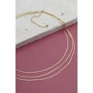 Triple Layer Thin Flat Chain Necklace