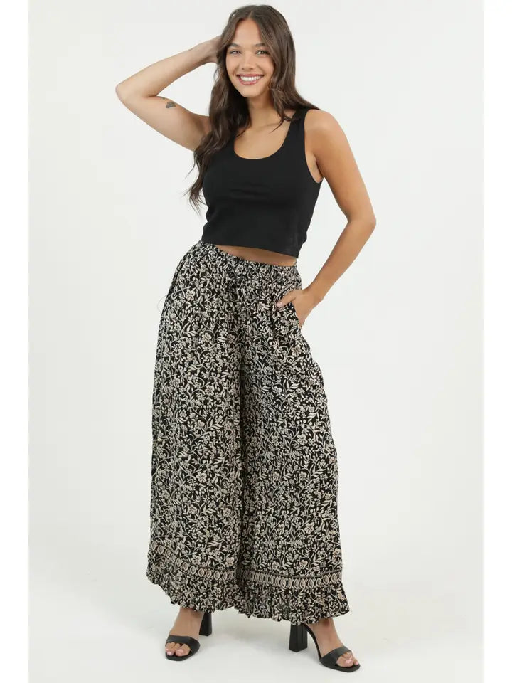 Printed Wide Leg Pants