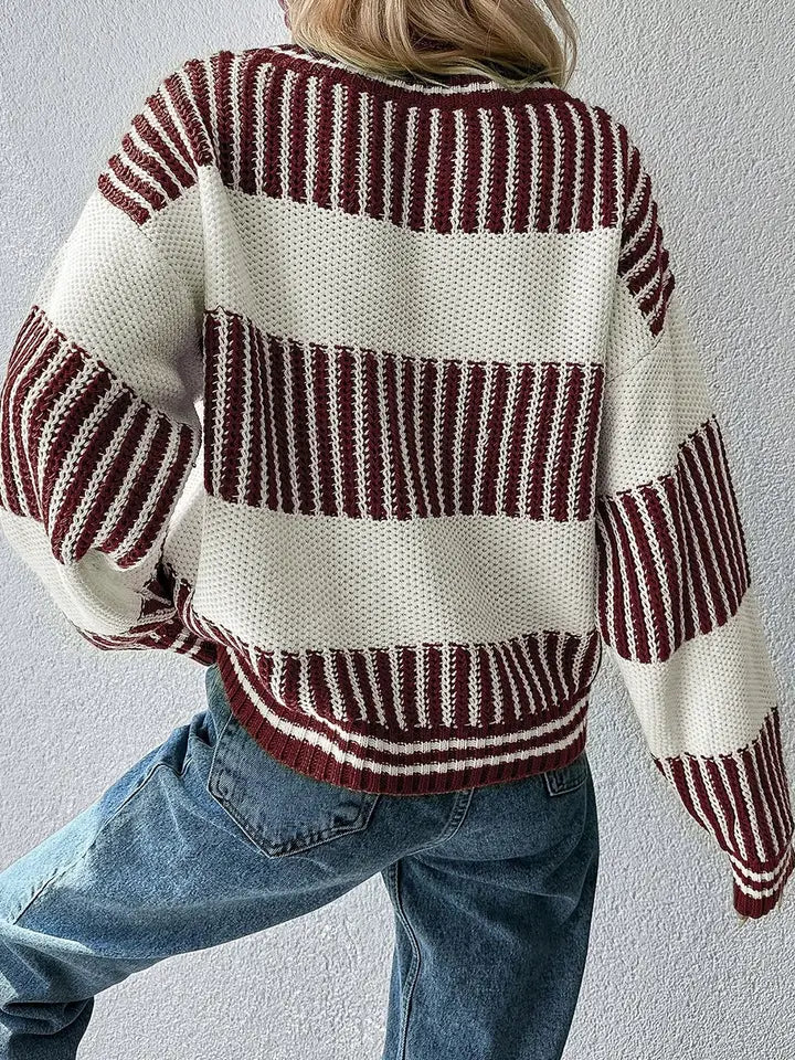 Maroon Striped Sweater