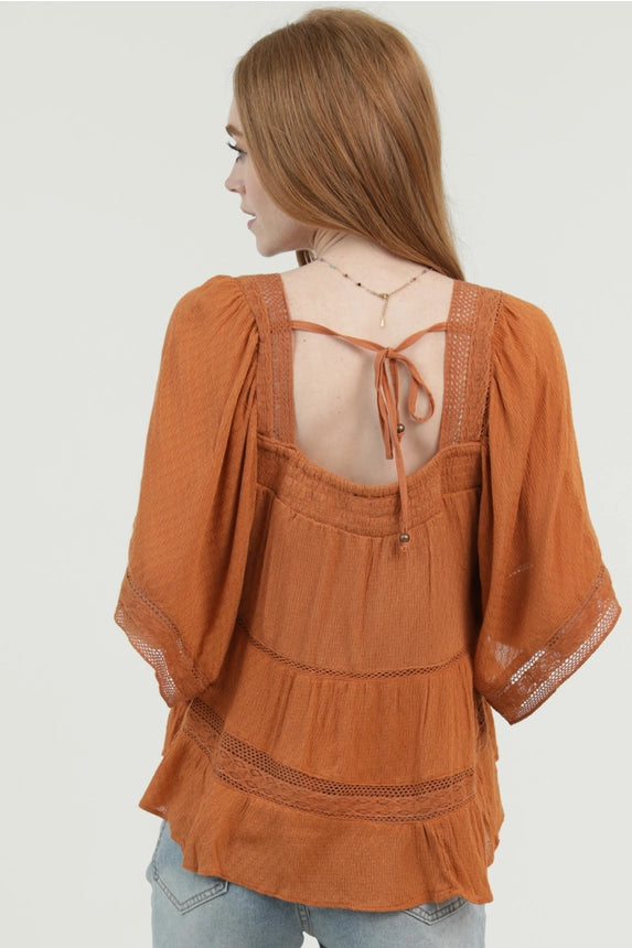 Textured Fabric Lace Trim Square Neck Lace Trim