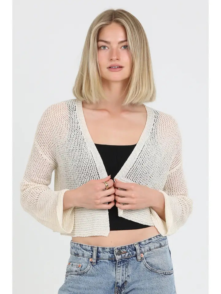 Light Weight Open Knit Cardigan Sweater