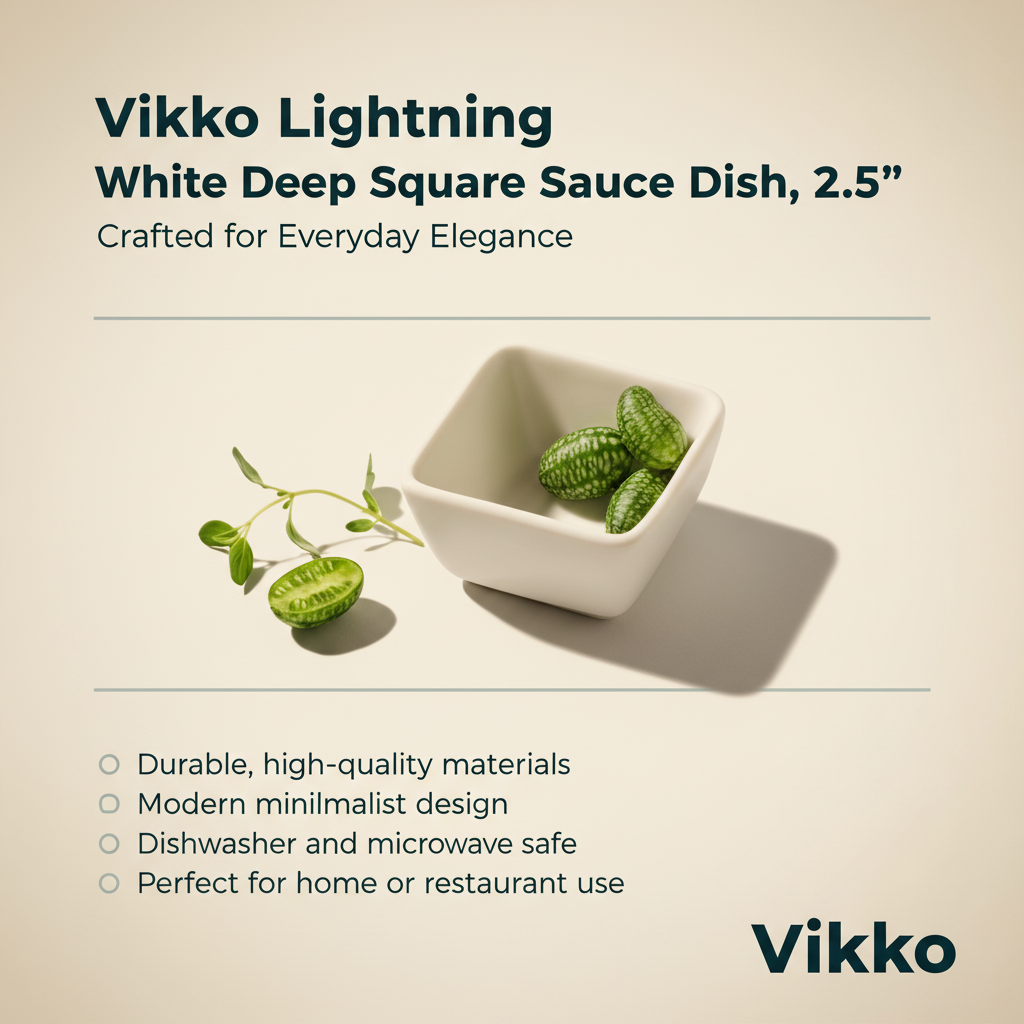 Vikko Lightning - White Deep Square Sauce Dish, 2.5"