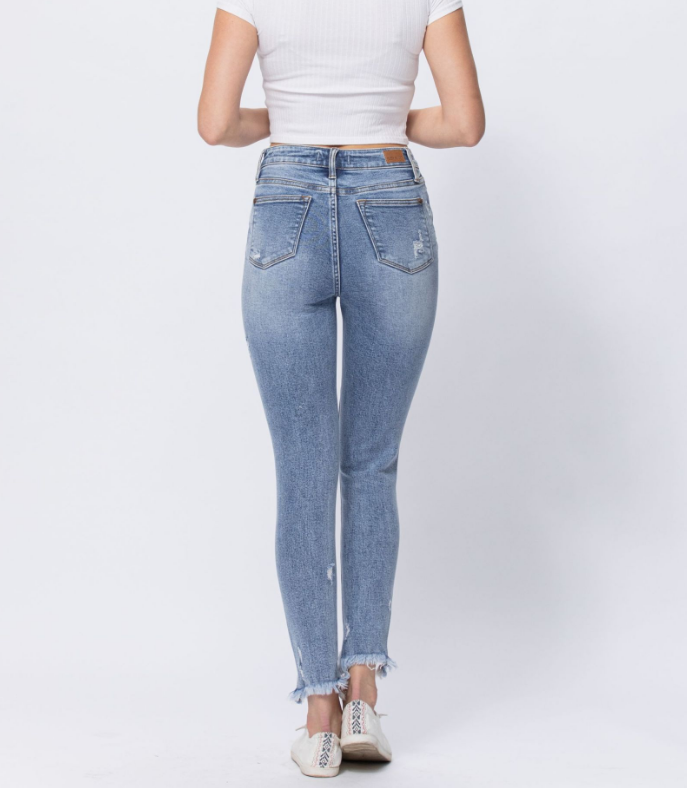 High Rise Shark Hem Judy Blue Skinny