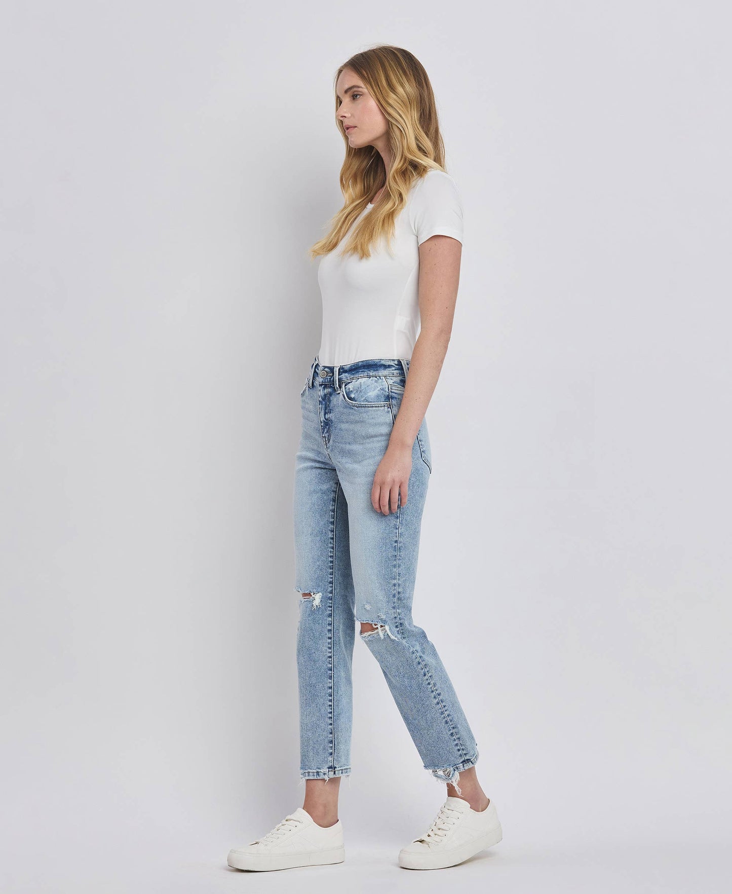 Vivid Flying Monkey High Rise Distressed Crop Straight