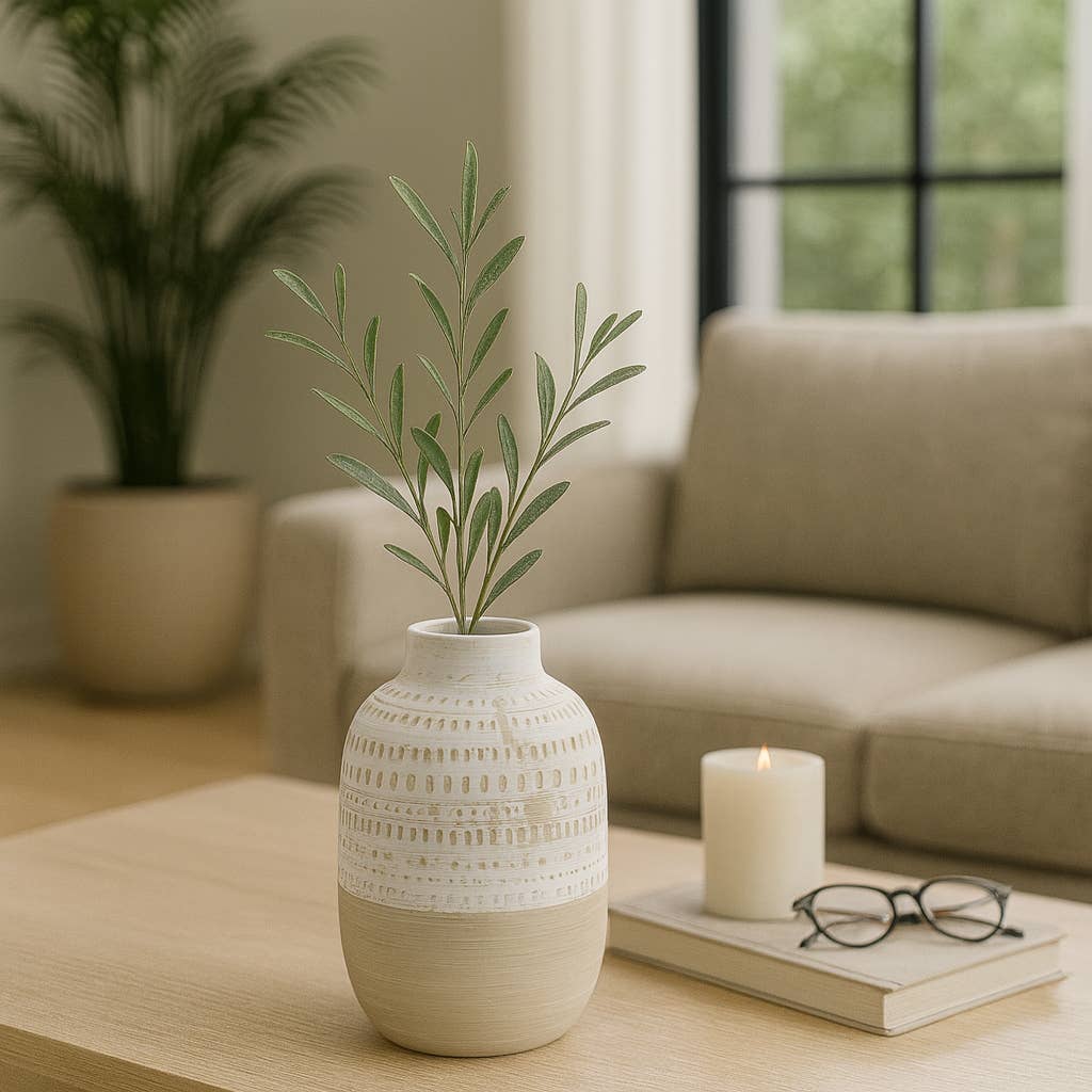 Ivory/Beige Ceramic Tribal Texture
