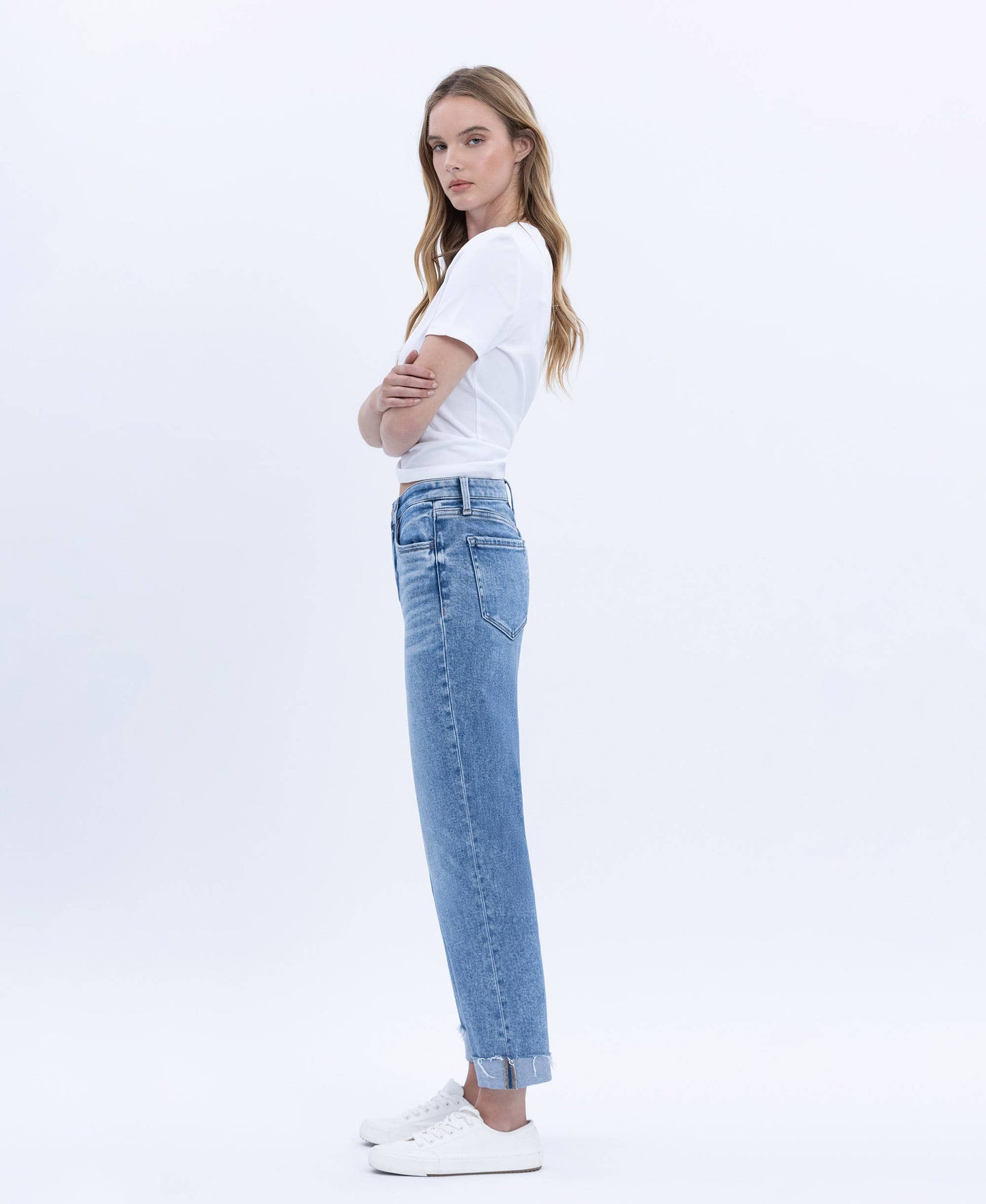 Delectable Flying Monkey High Rise Cuffed Crop Straight Jean