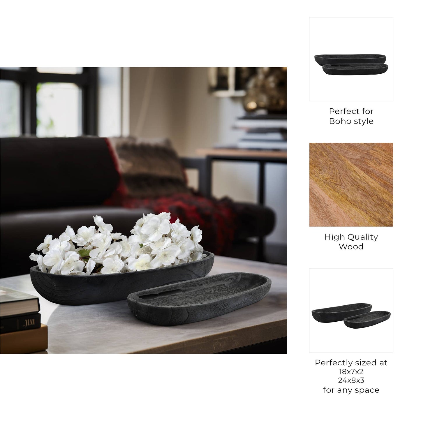 Wood Oval Shaped Decorative Plate