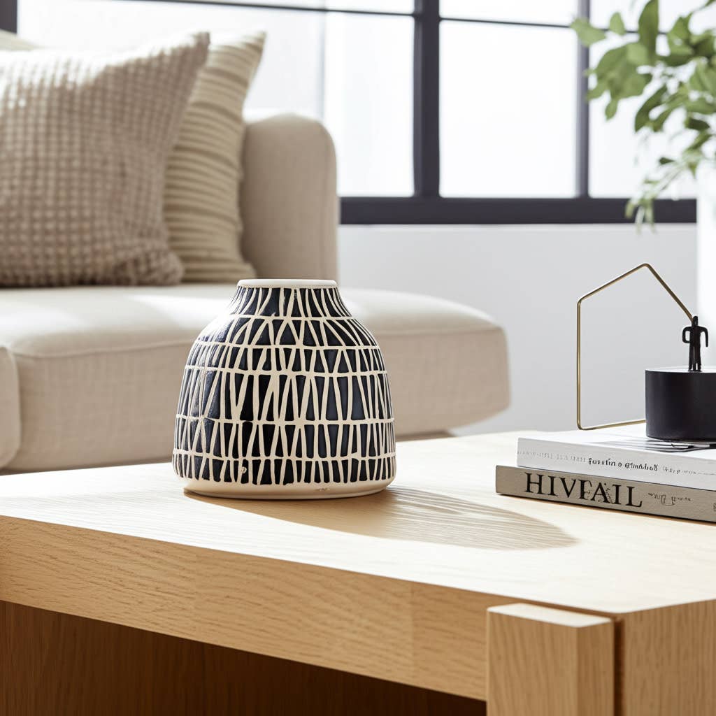 Black Ceramic Modern Tribal Pattern