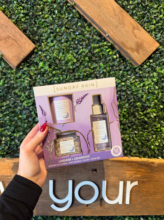 Sunday Rain Lavender and Cedarwood Bath Set