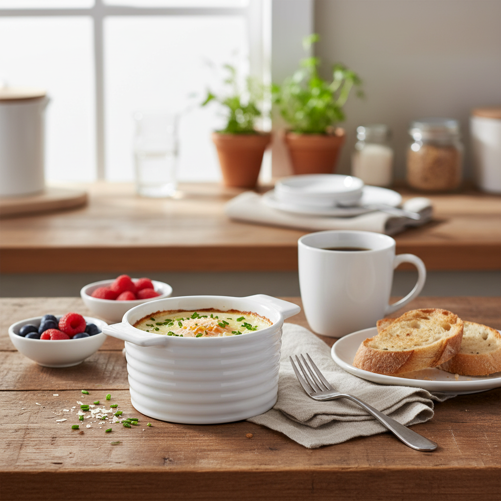 Vikko - Ramekin with Handles, White, 6 oz