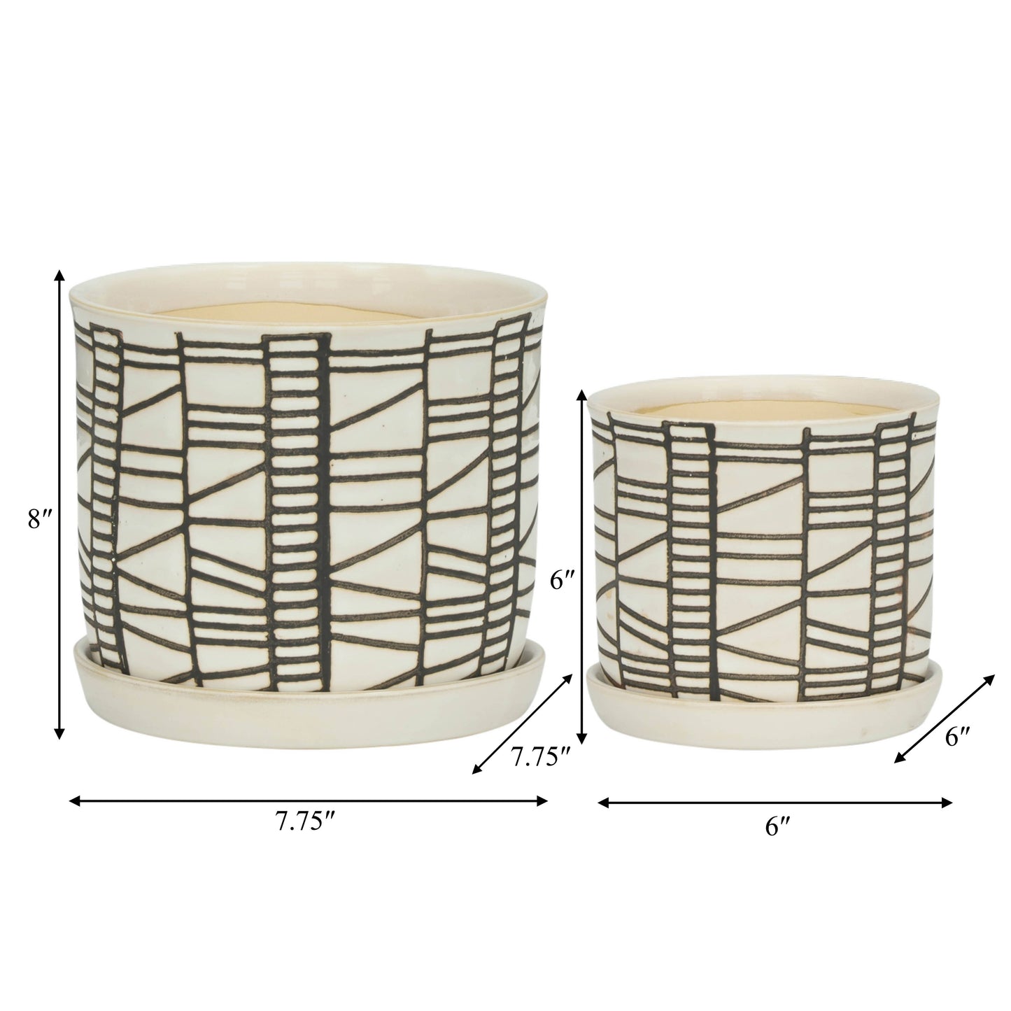 Beige Ceramic Geometric Saucer