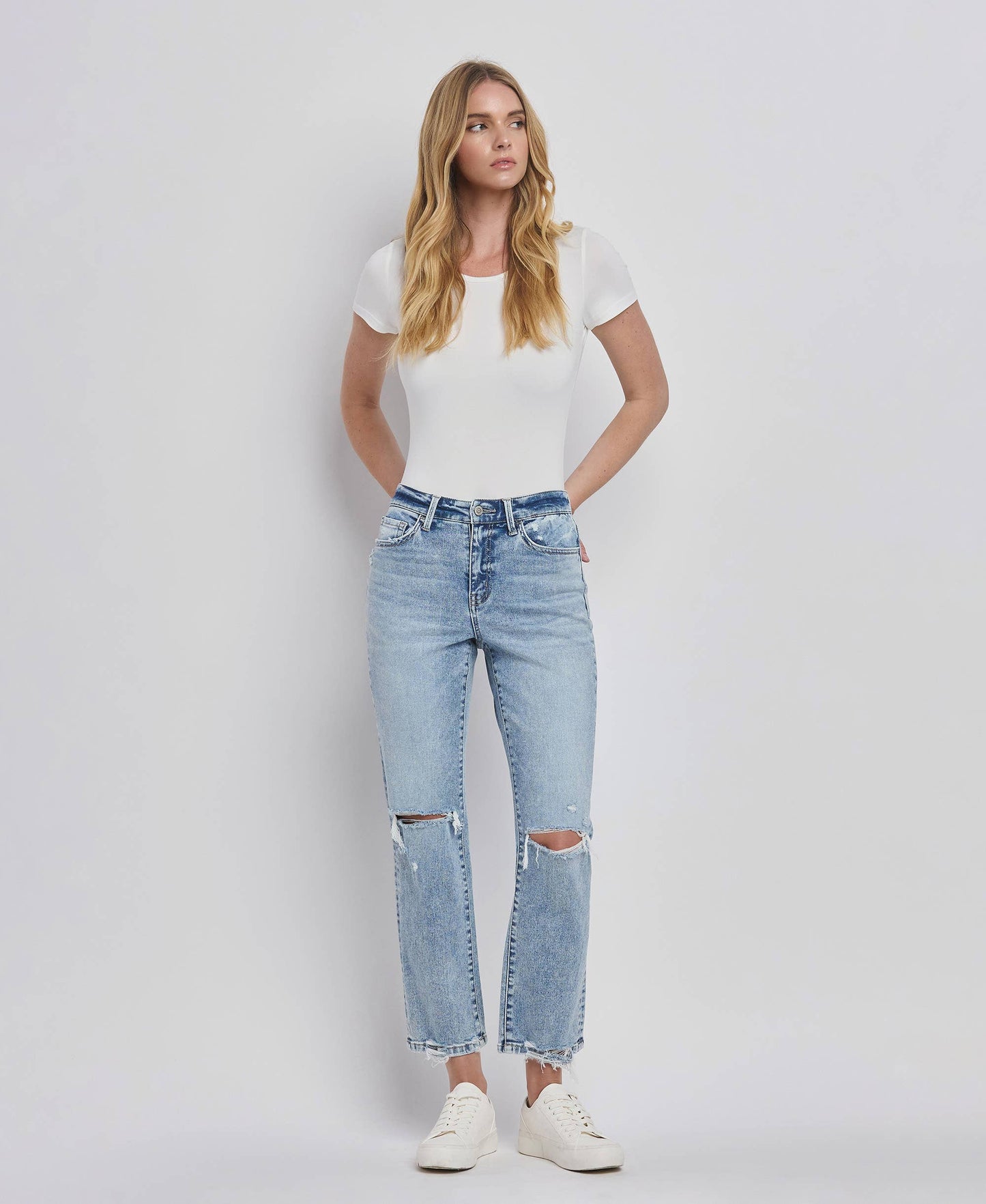 Vivid Flying Monkey High Rise Distressed Crop Straight
