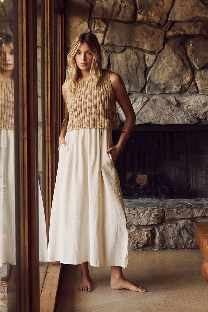 TRUE CUSTOMER FAVORITE CHUNKY SWEATER TWOFER MIDI DRESS