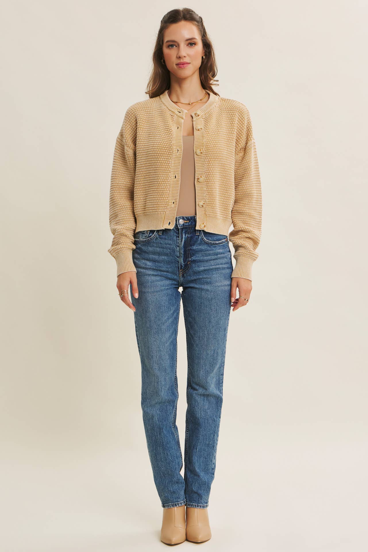 Mineral Washed Cable Knit Cardigan