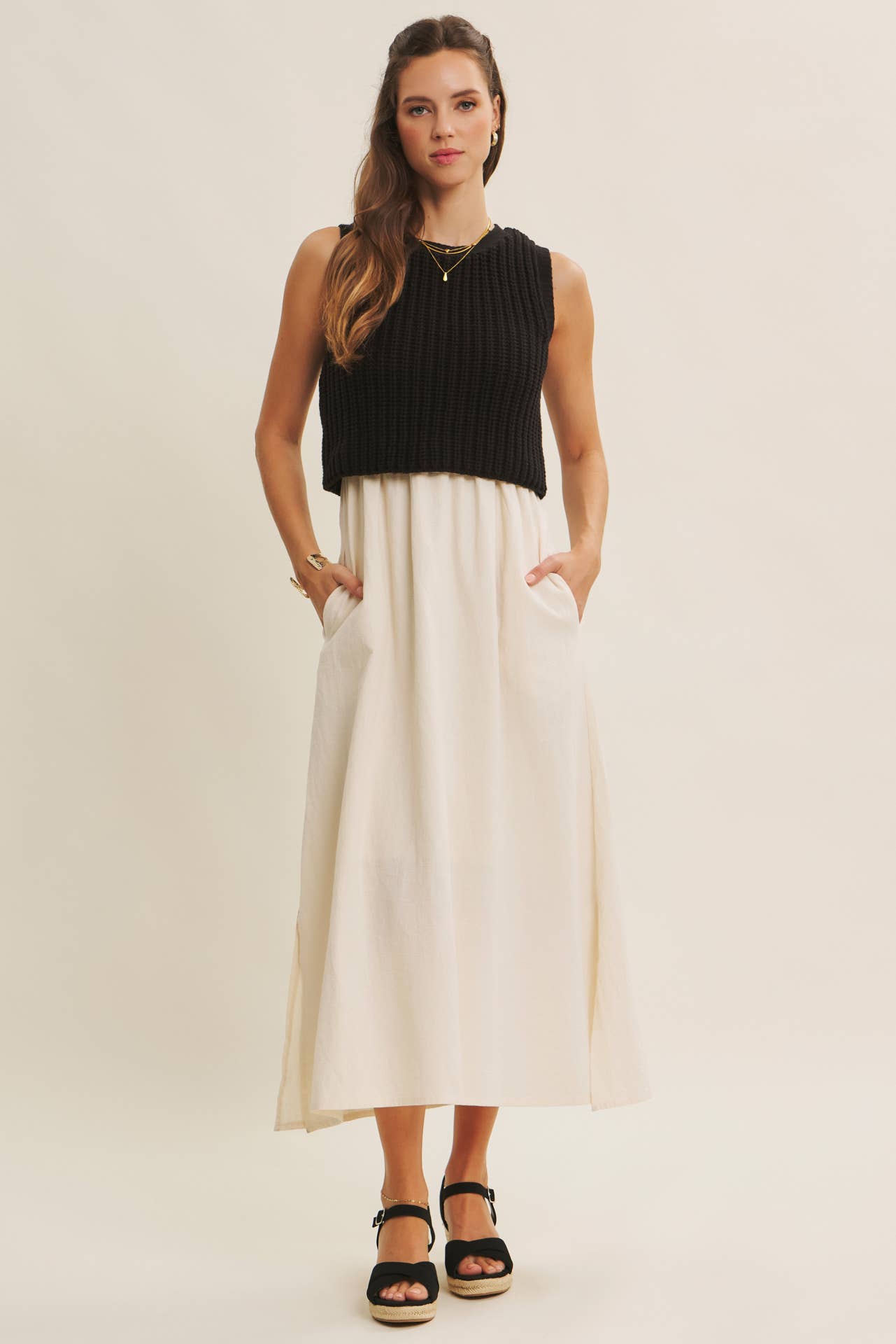 TRUE CUSTOMER FAVORITE CHUNKY SWEATER TWOFER MIDI DRESS