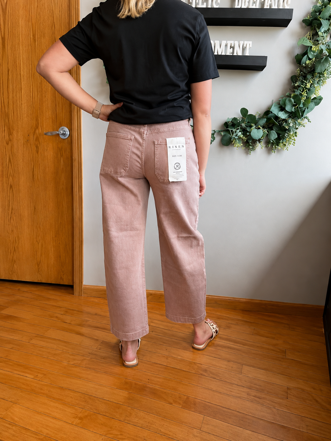 Risen High Rise Barrel Pants- Mauve
