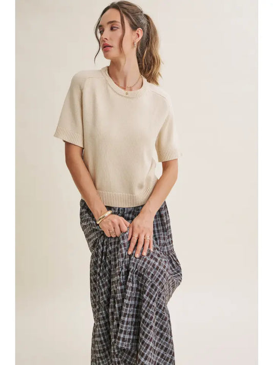 Year-Round Essential Cotton Blend Raglan Slvs Sweater Top