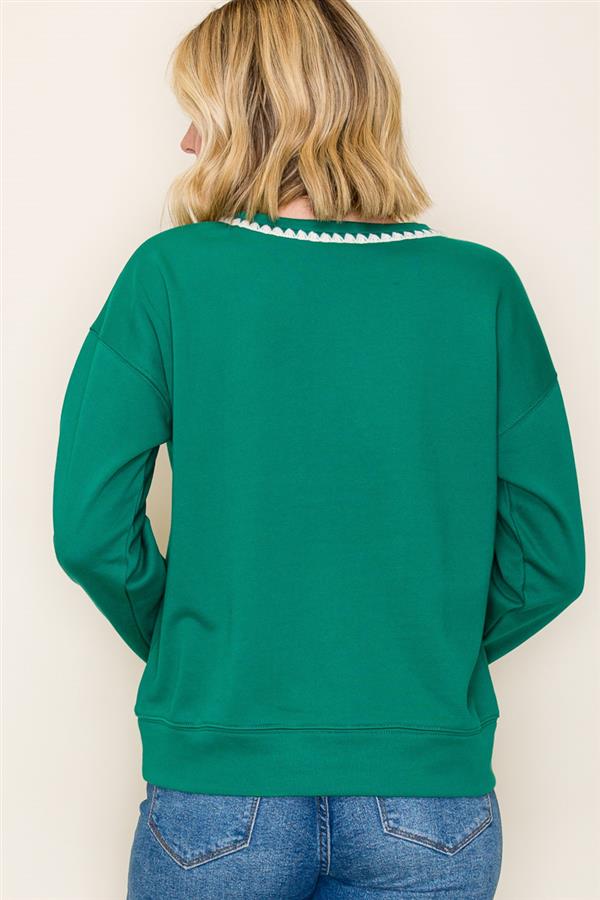 Blanket Stitch Long Sleeve Sweatshirt