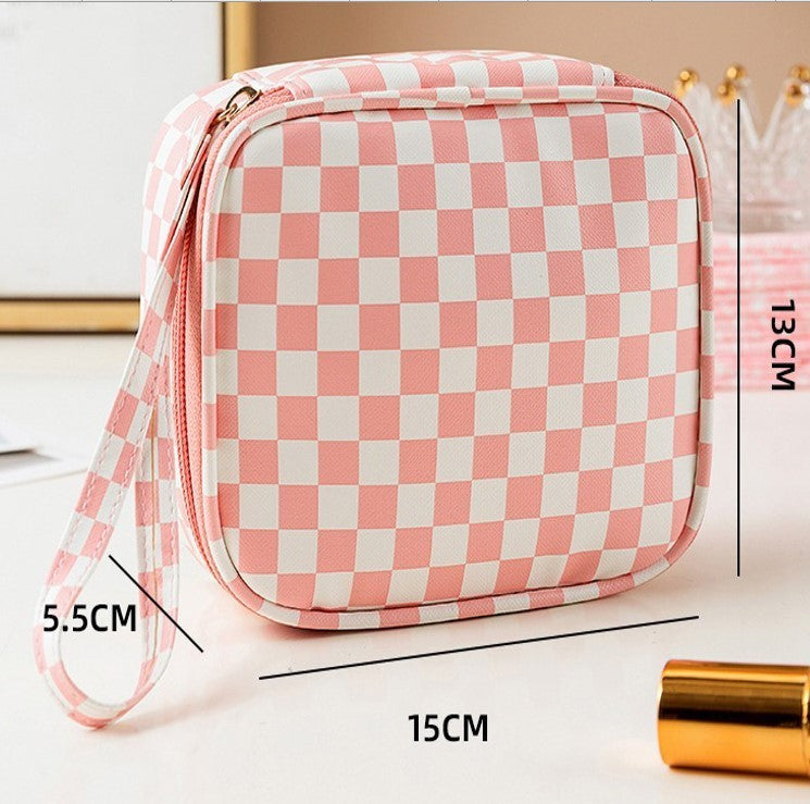 Checker Cosmetic Makeup Travel Bag