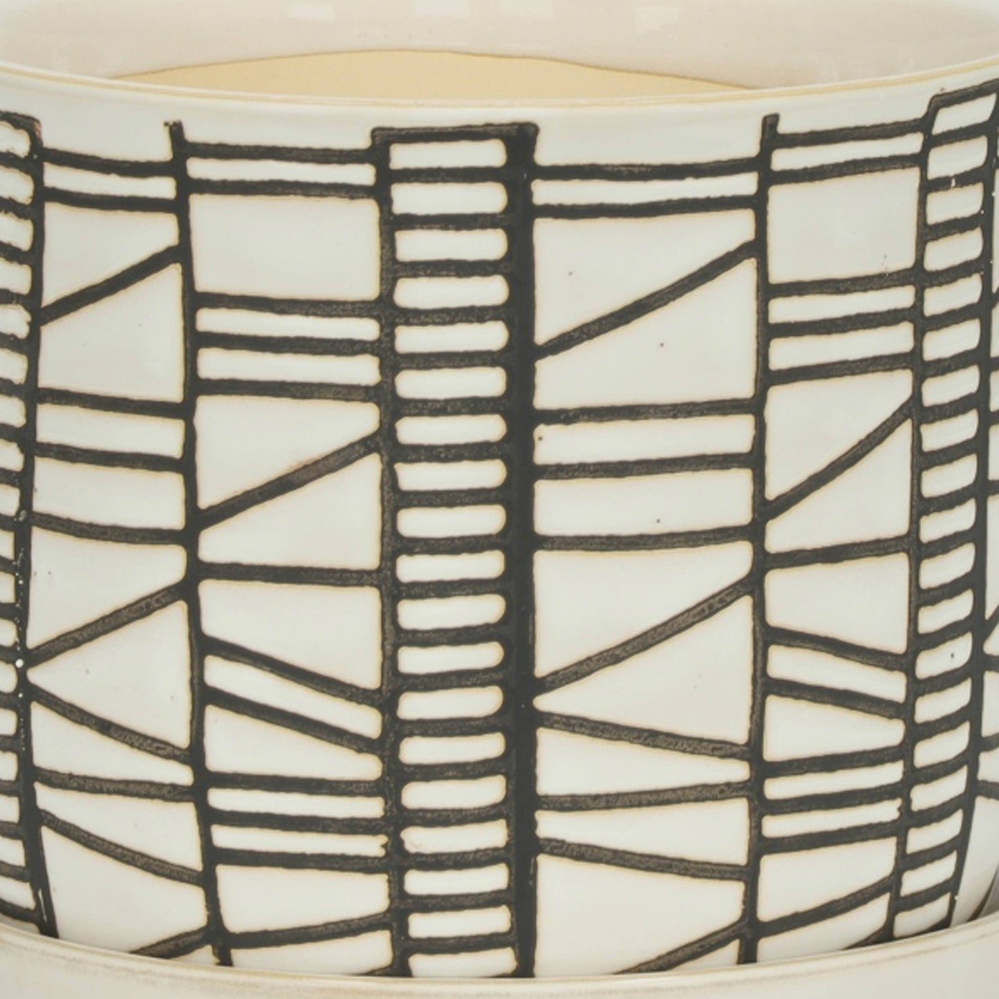 Beige Ceramic Geometric Saucer
