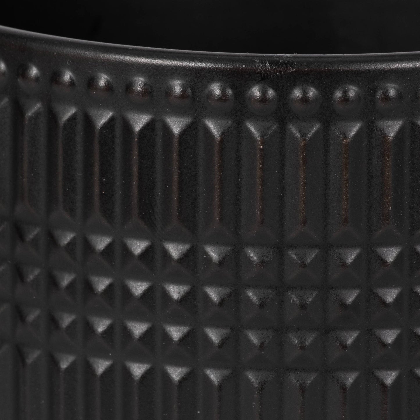 Black Ceramic Round Tribal with Wood Base