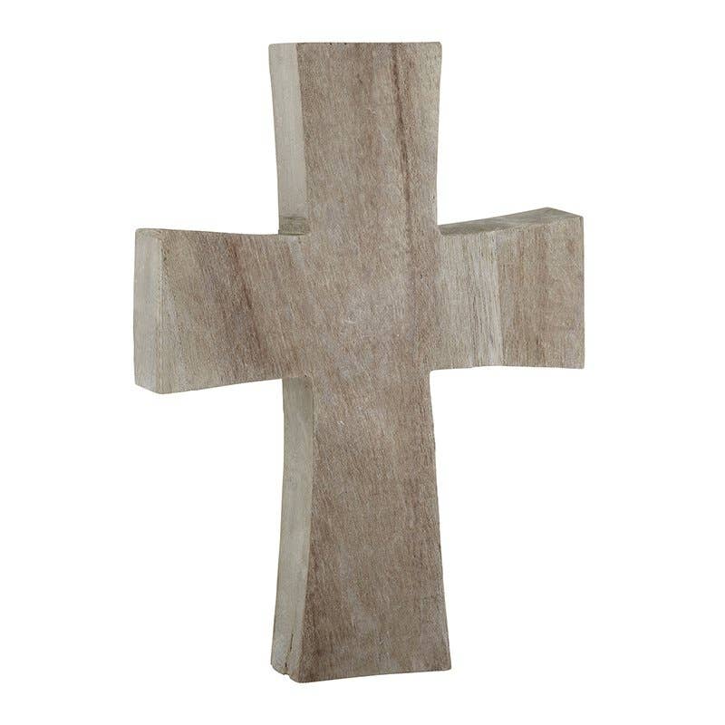 Paulownia Wood Standing Cross - Large - Grey Finish