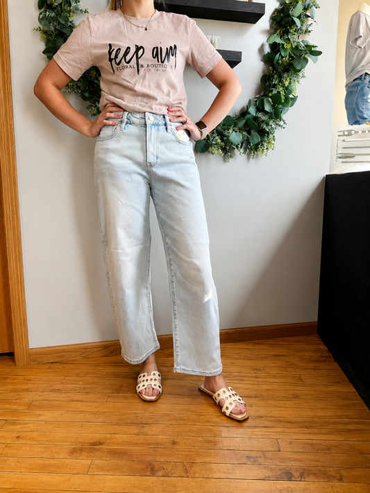 Risen High Rise Barrel Pants- Light