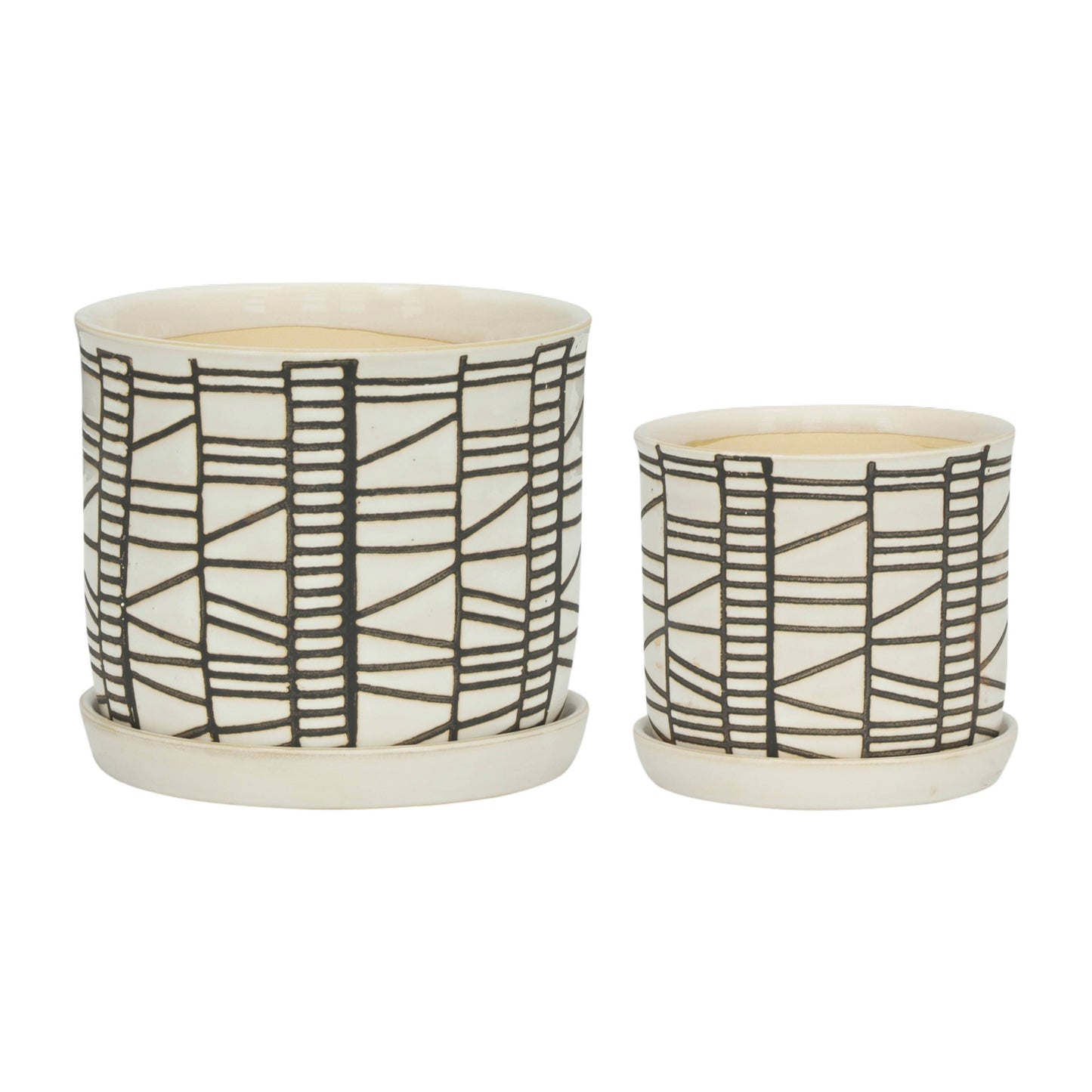Beige Ceramic Geometric Saucer