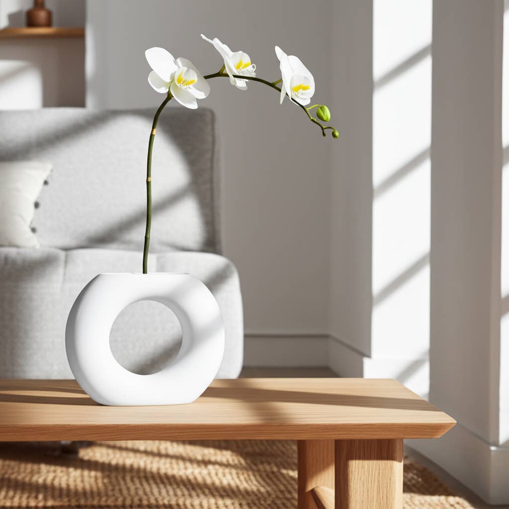 White Ceramic Donut Round Cut-Out