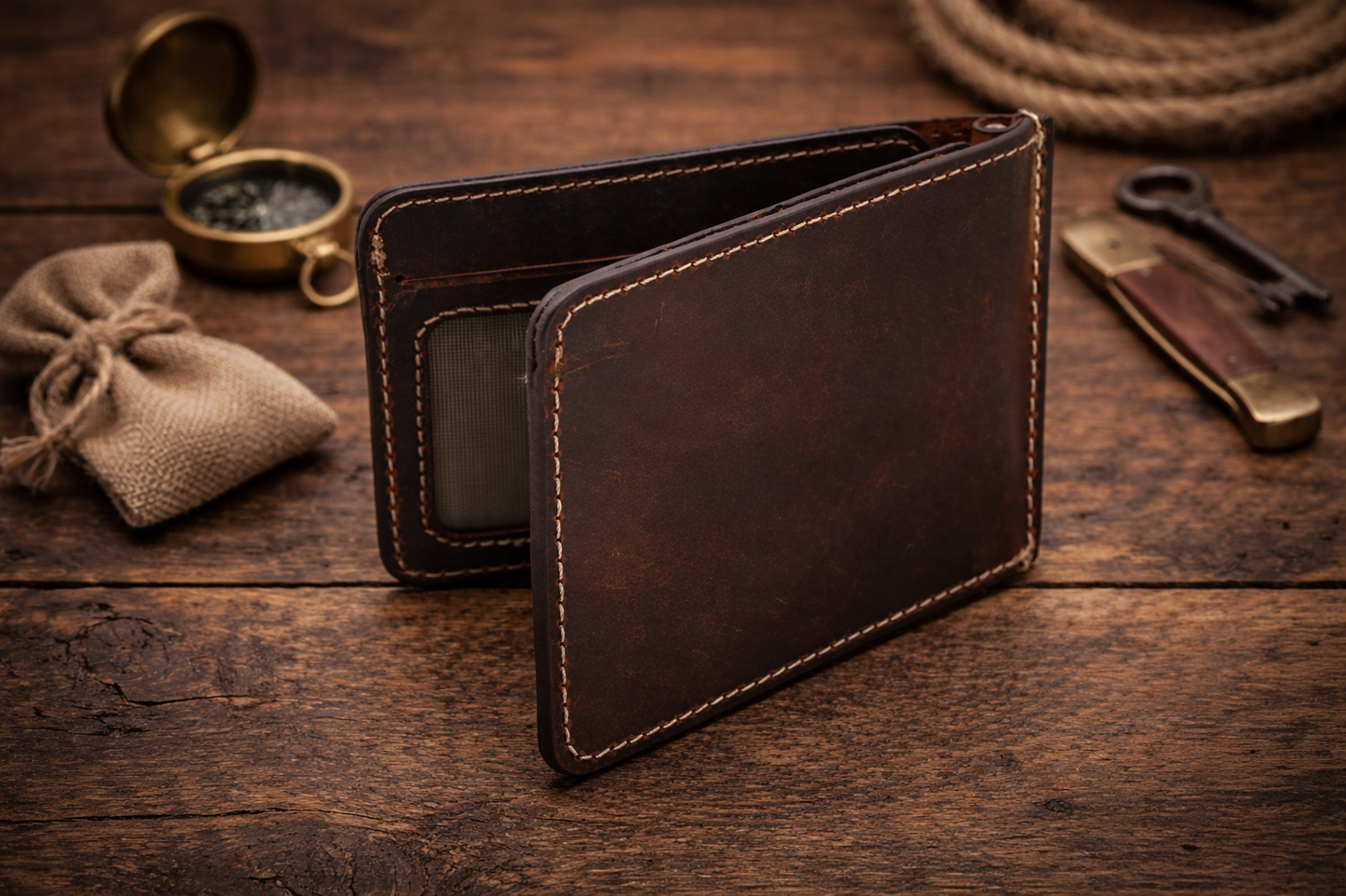 Leather Money Clip Wallet for Men, Bill Clip, Slim Wallet