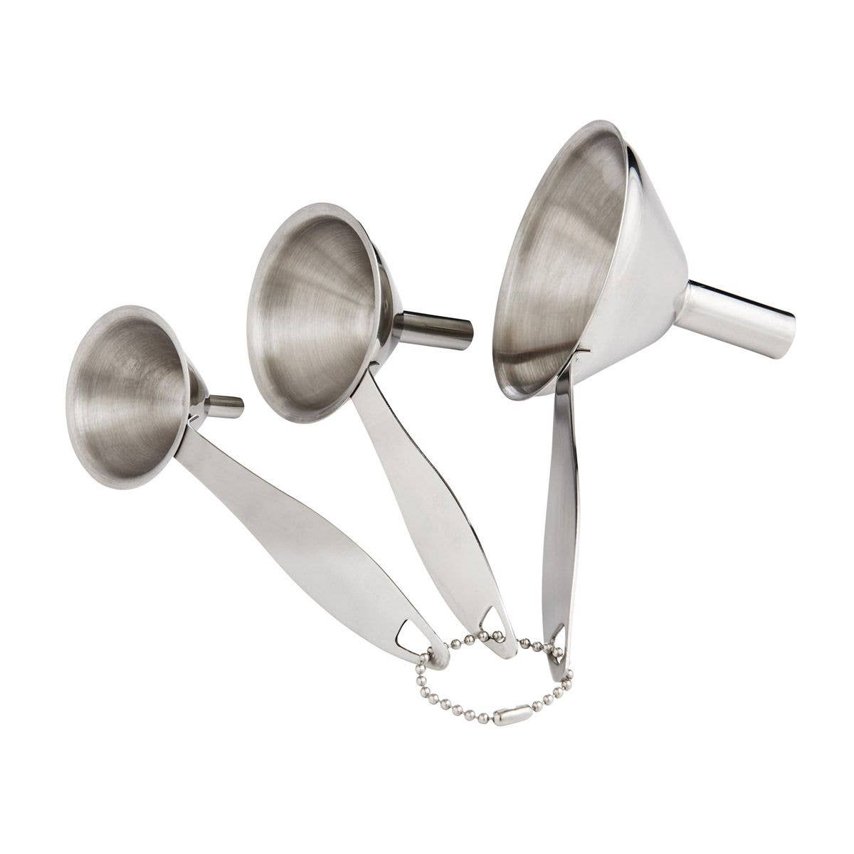 Stainless Steel Condiment Funnel Set with Handles, 3pc