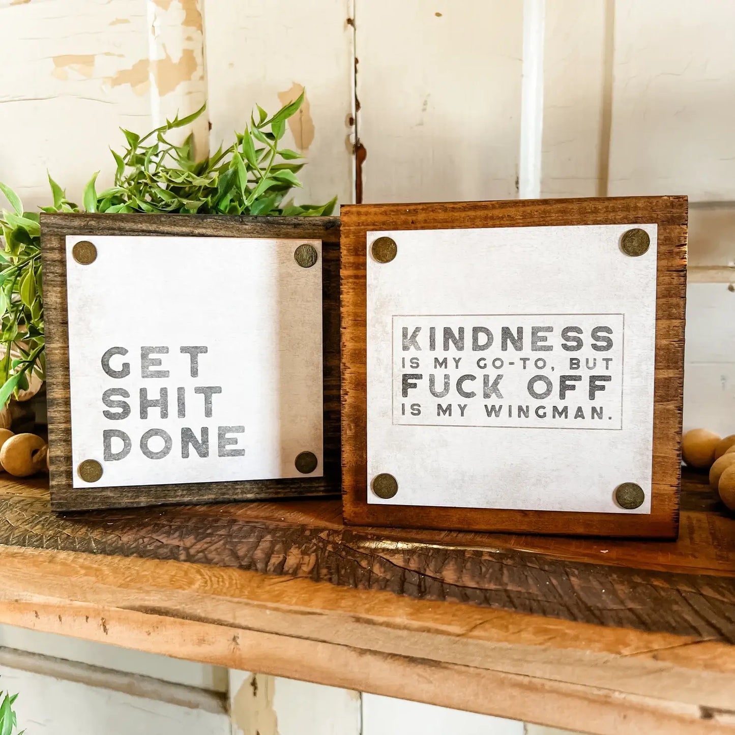 Funny Mini Wood Block Sign