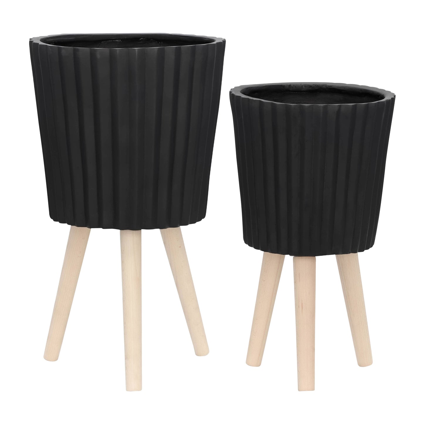 Black Resin Round on Wood Legs
