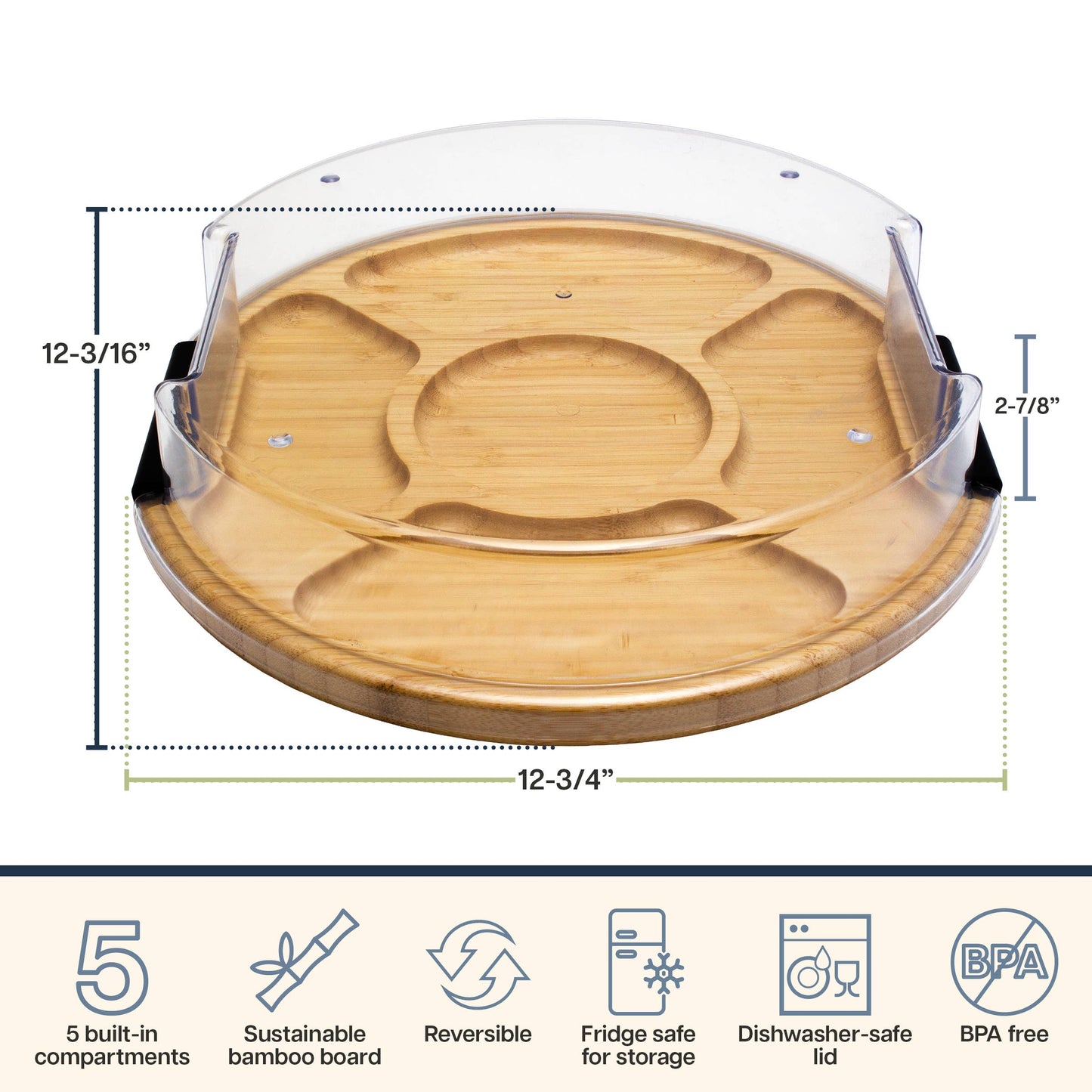 Flip, Serve & Store® Round Charcuterie Board w/ Locking Lid